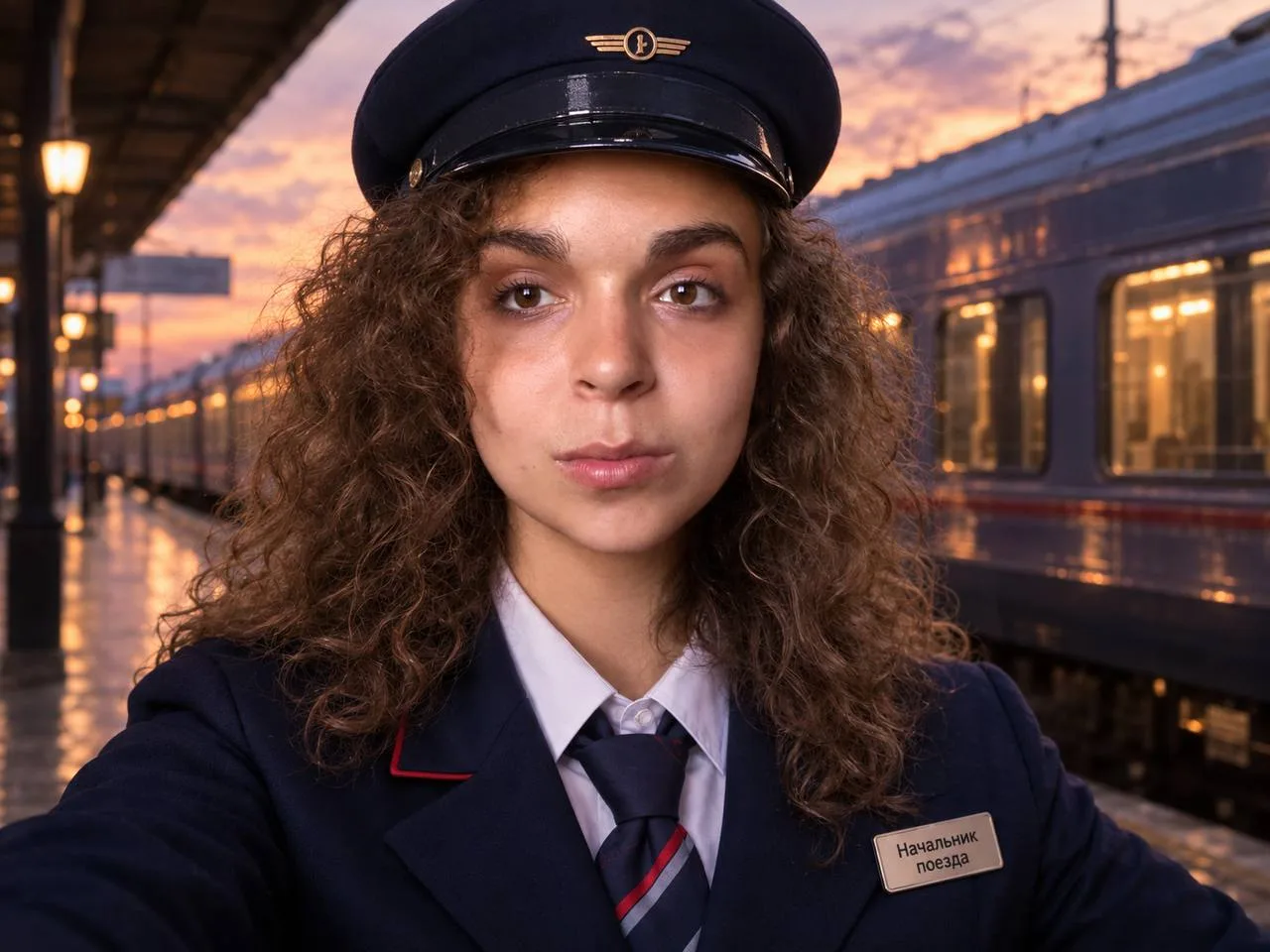 Алёна Лаптева в образе проводника